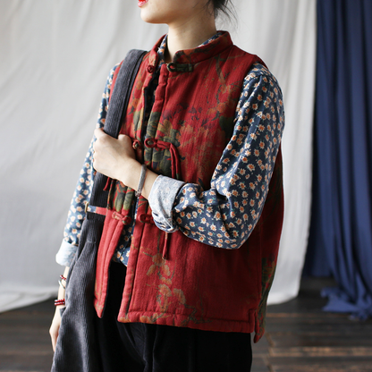 Kvinders Vintage Vest med Patches og Frynser