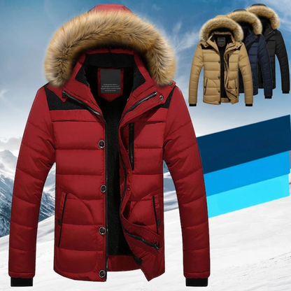 Herre fleece pelsdun bomuldsparka