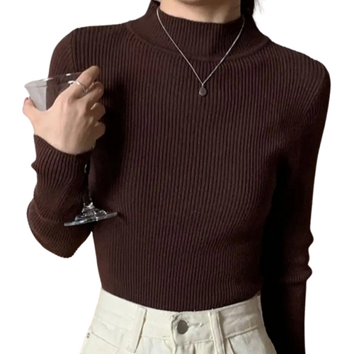 Strikket pullover med mock neck til kvinder
