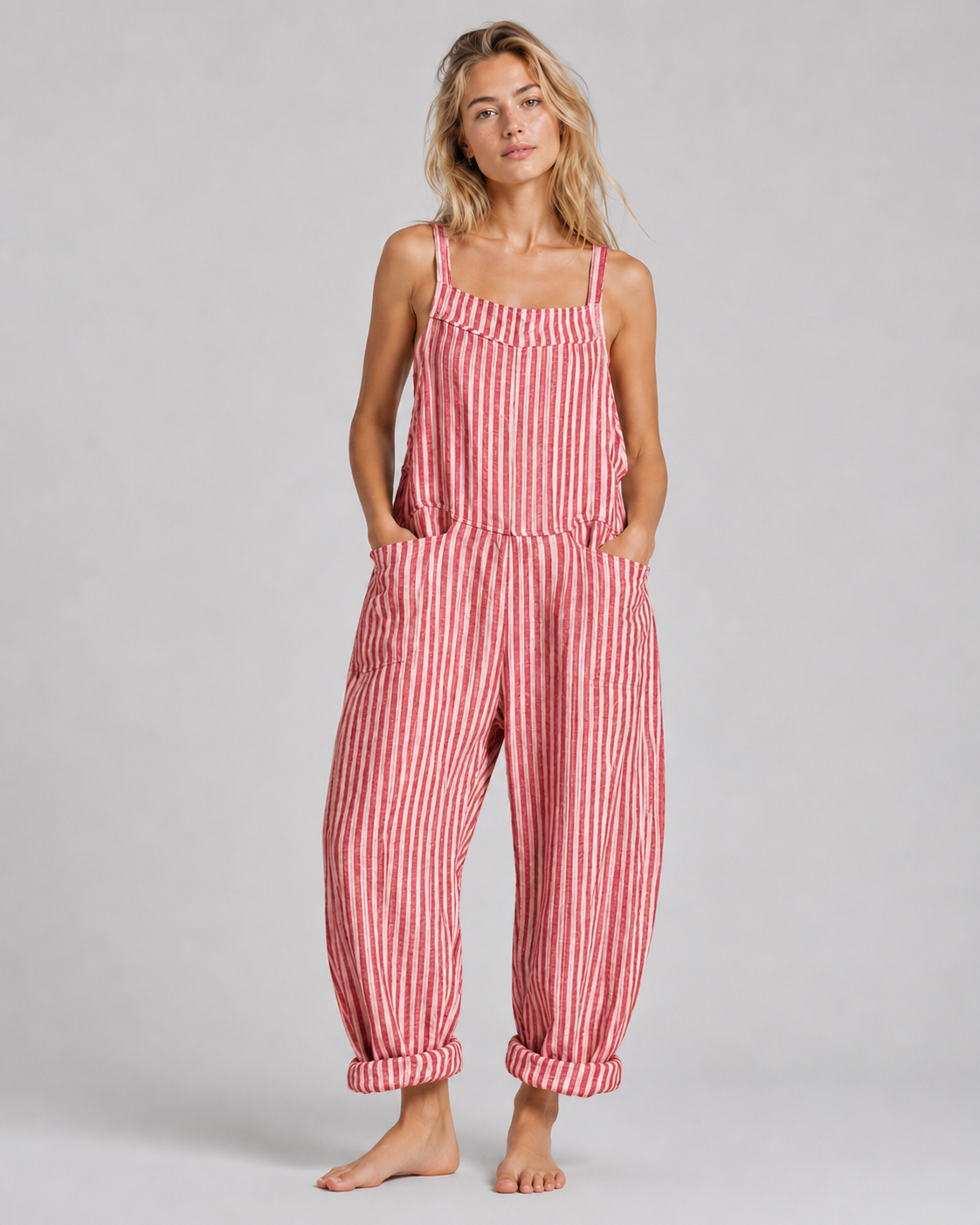 Kvinders Baggy Jumpsuit Løs Pasform Blødt Stof