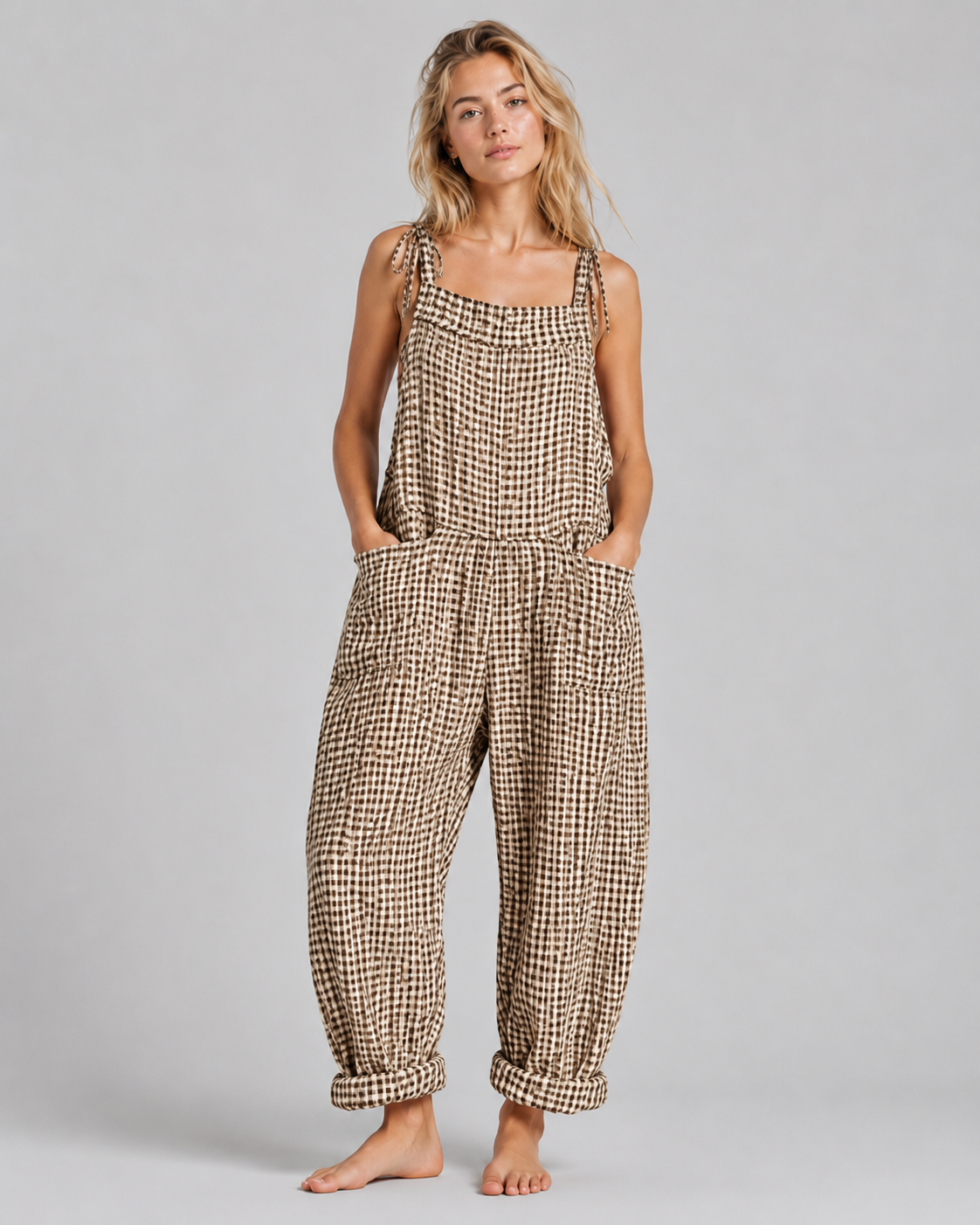 Kvinders Baggy Jumpsuit Løs Pasform Blødt Stof