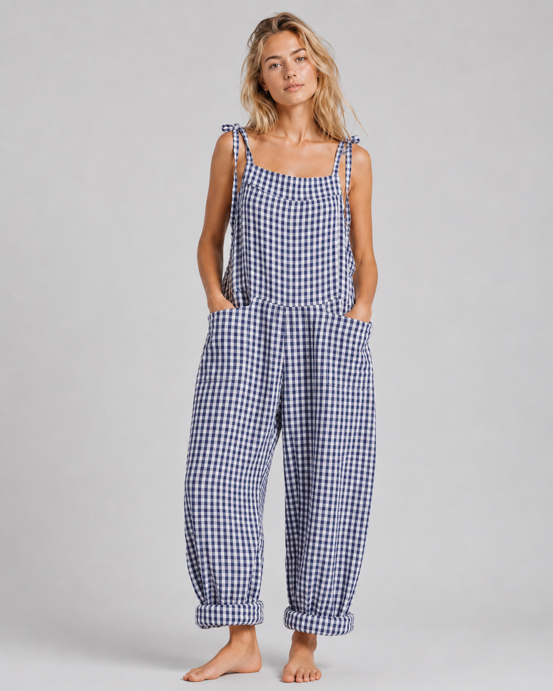 Kvinders Baggy Jumpsuit Løs Pasform Blødt Stof