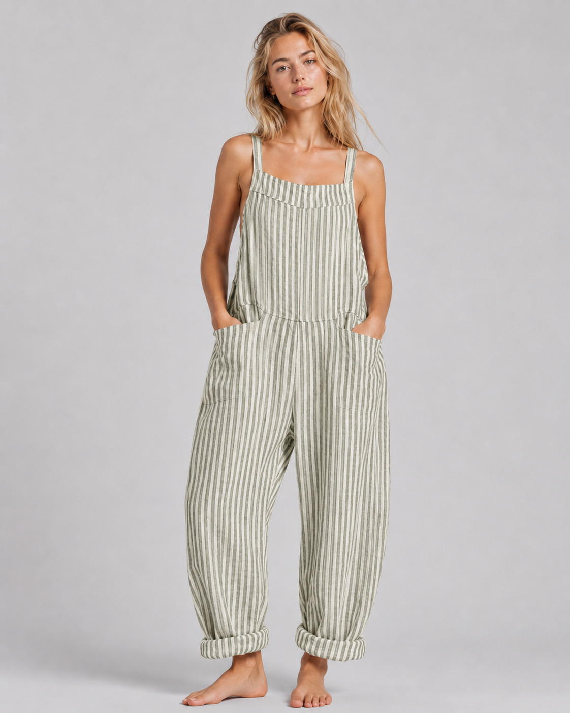 Kvinders Baggy Jumpsuit Løs Pasform Blødt Stof