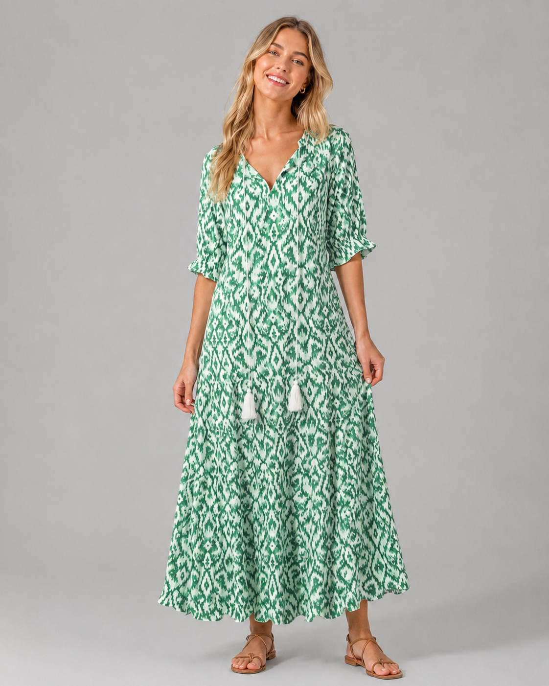 Kvinders Boho Vintage Sommerkjole Med V-Udskæring