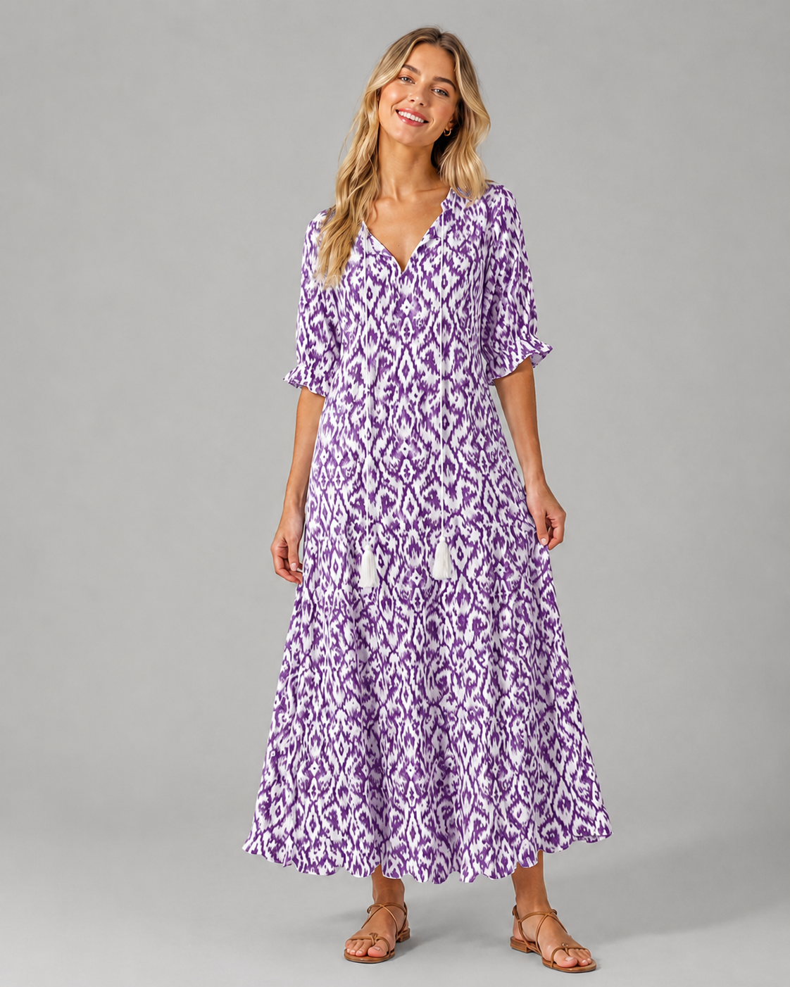 Kvinders Boho Vintage Sommerkjole Med V-Udskæring