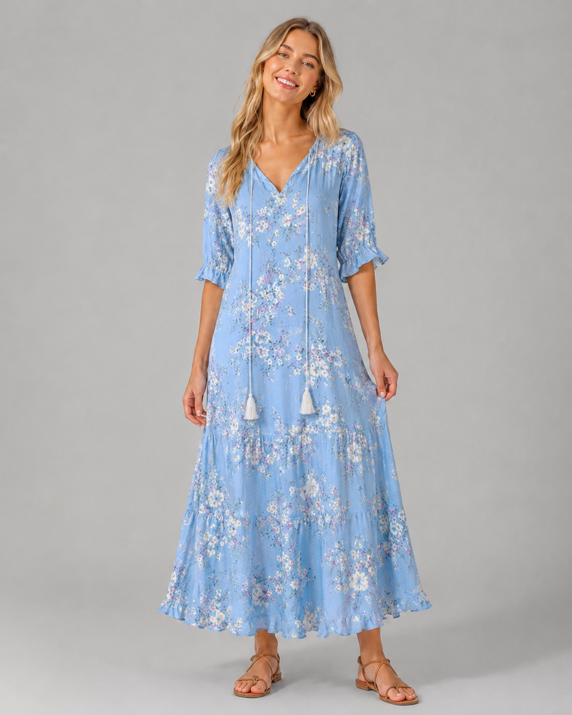 Kvinders Boho Vintage Sommerkjole Med V-Udskæring