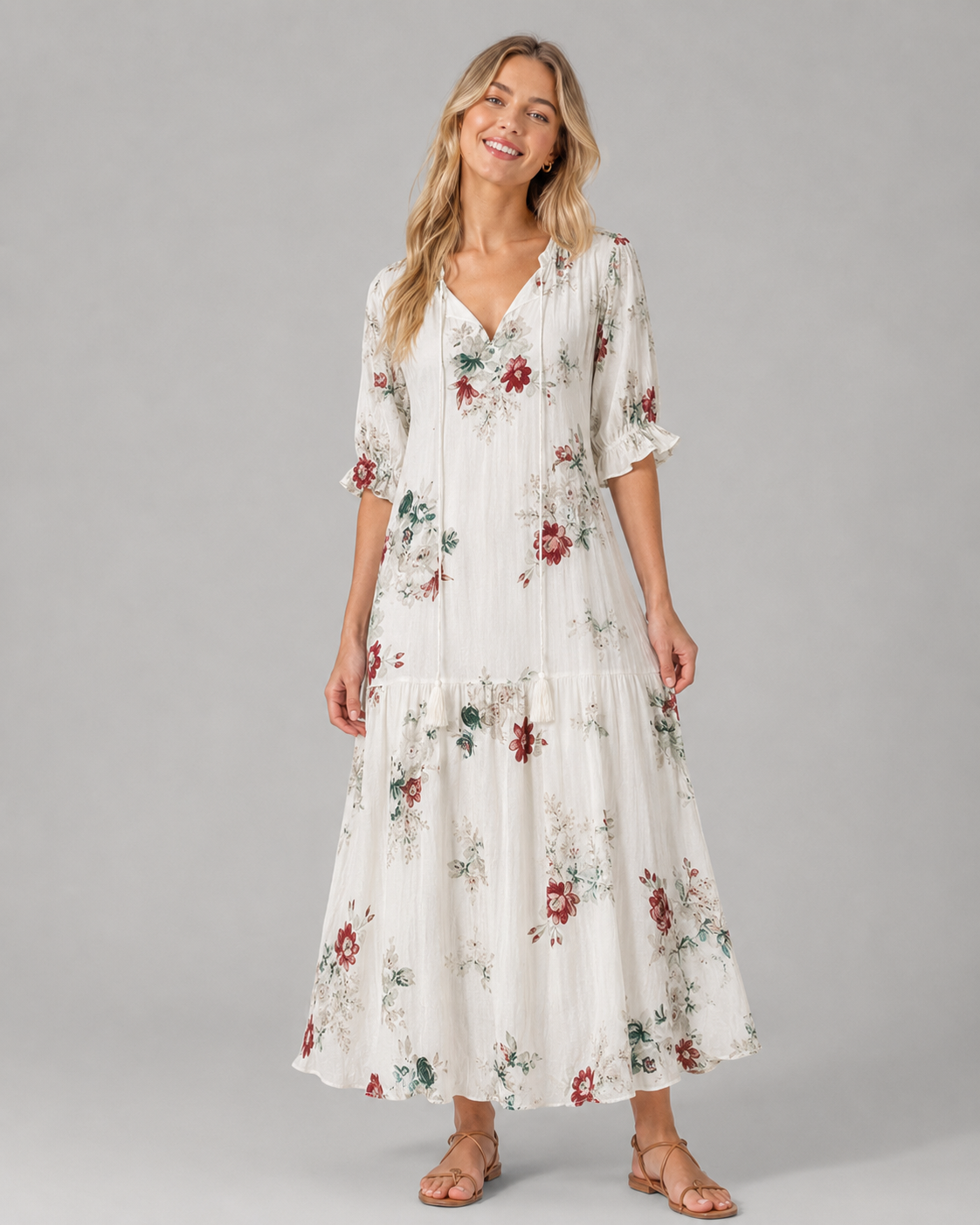 Kvinders Boho Vintage Sommerkjole Med V-Udskæring