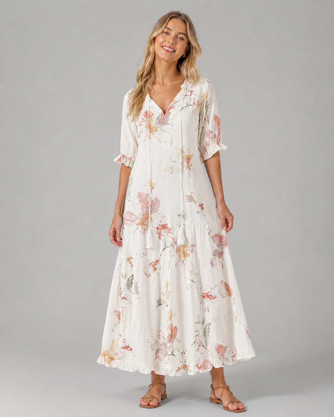 Kvinders Boho Vintage Sommerkjole Med V-Udskæring