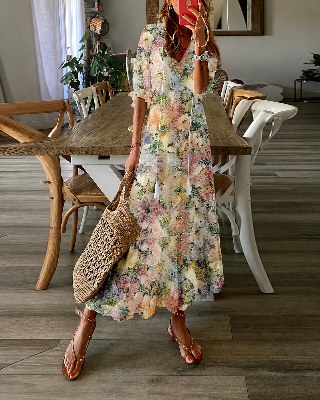 Kvinders Maxi Kjole Boheme Stil