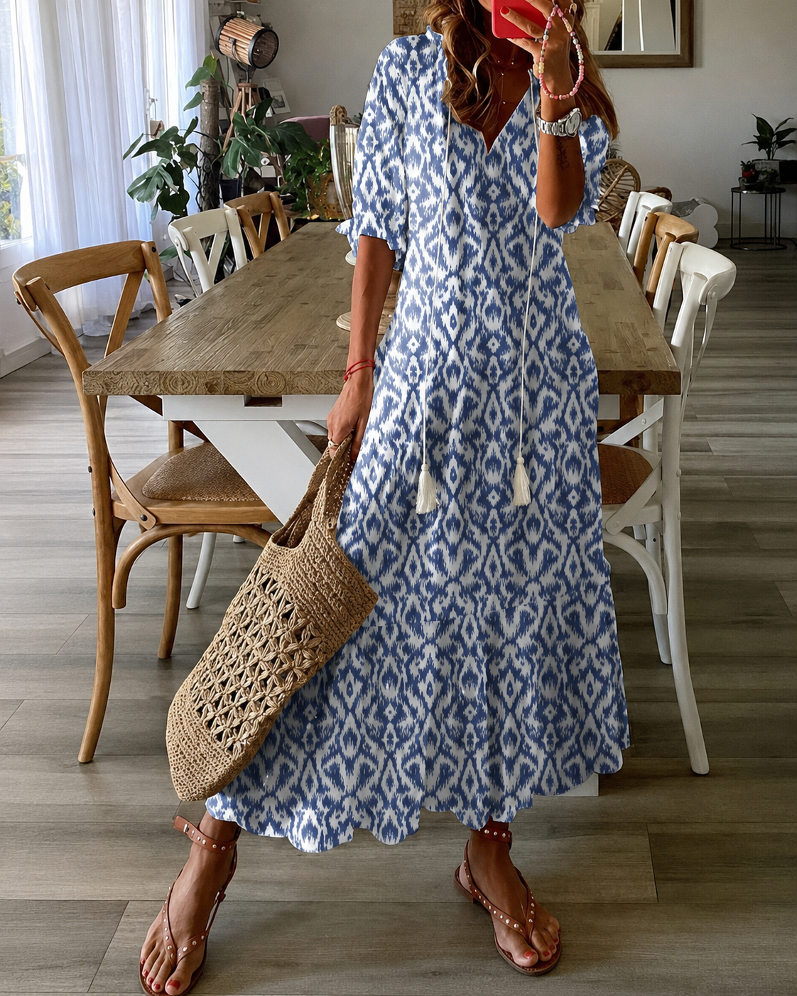 Kvinders Maxi Kjole Boheme Stil
