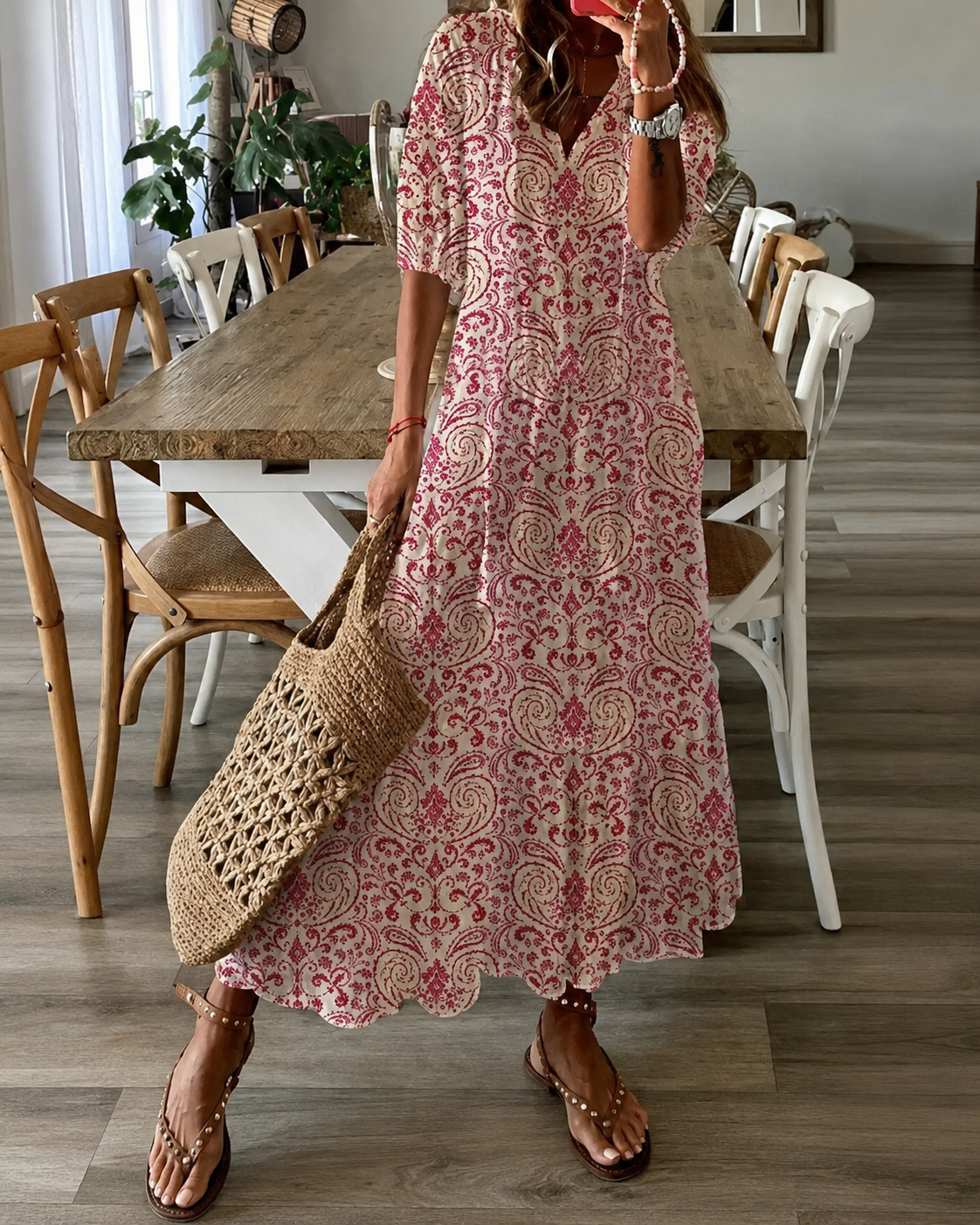 Kvinders Maxi Kjole Boheme Stil