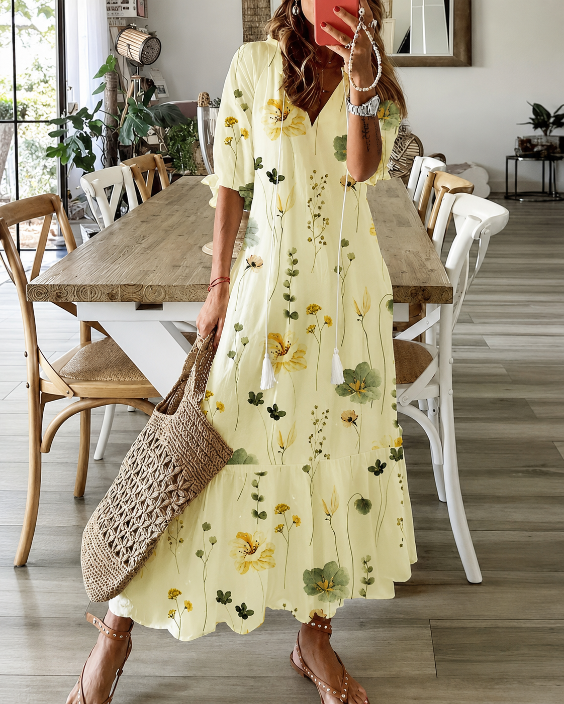 Kvinders Maxi Kjole Boheme Stil