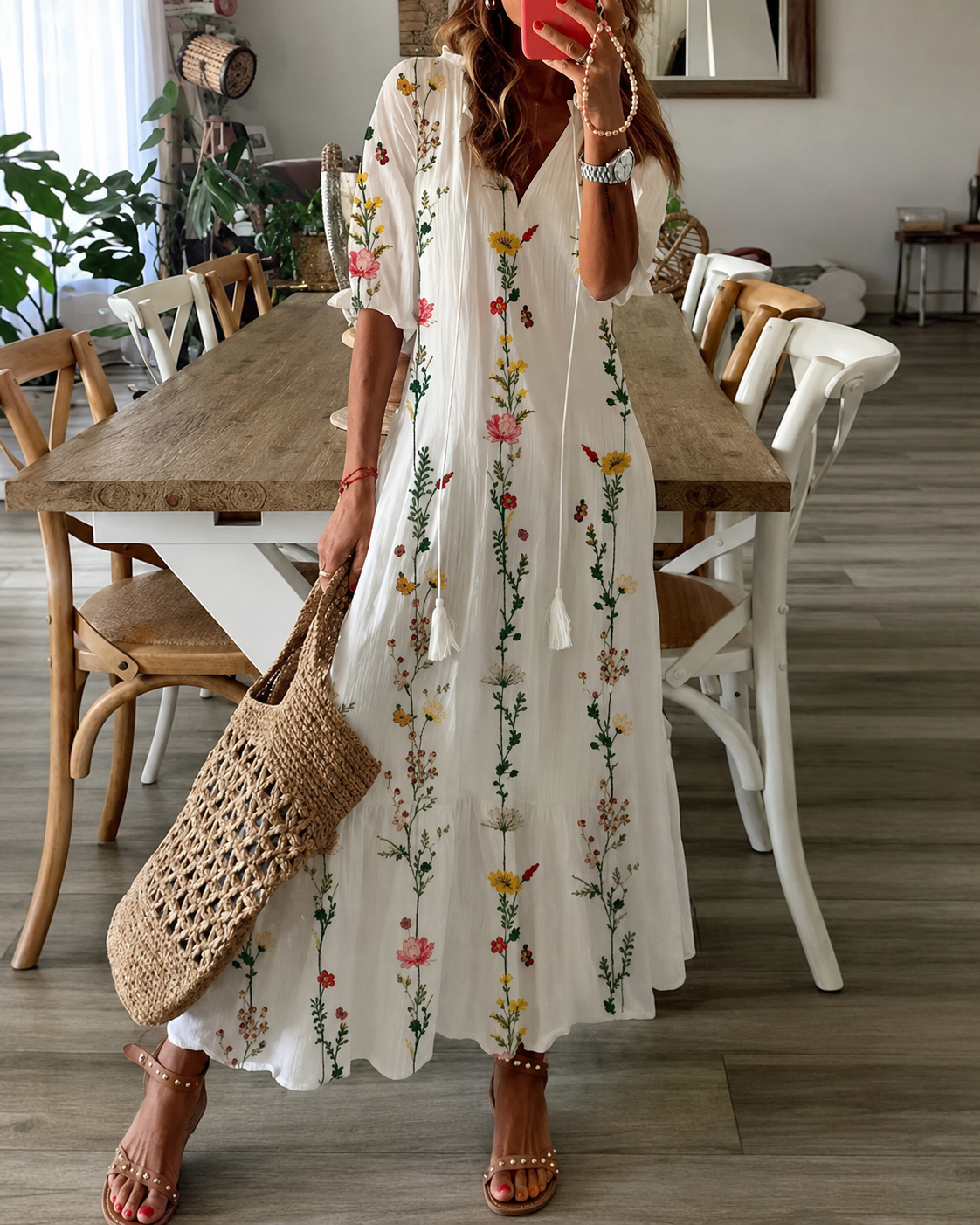 Kvinders Maxi Kjole Boheme Stil