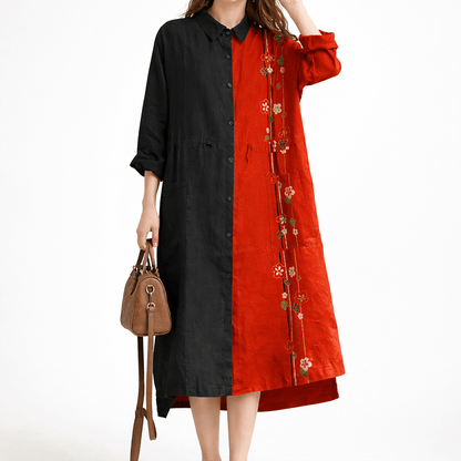 Kvinders Maxi Kjole Linned Oversize Skjortestil