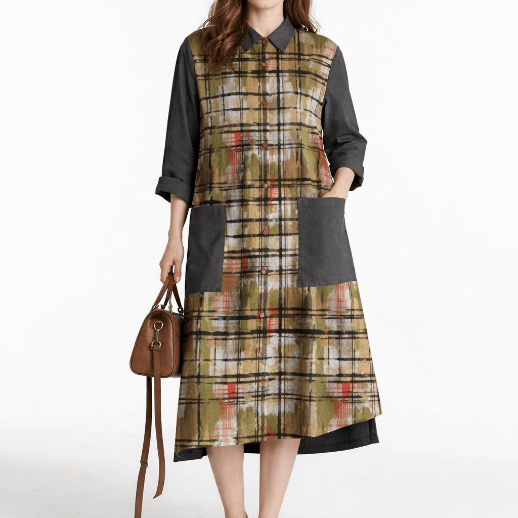 Kvinders Maxi Kjole Linned Oversize Skjortestil