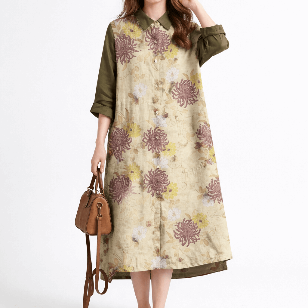 Kvinders Maxi Kjole Linned Oversize Skjortestil