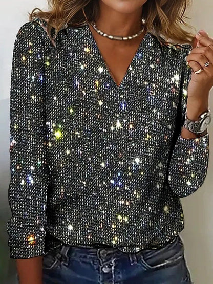 Kvinders One Shoulder Sequin Festtop