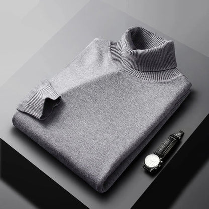 Herre Turtleneck Sweater Blød Bomuldsblanding Klassisk Design