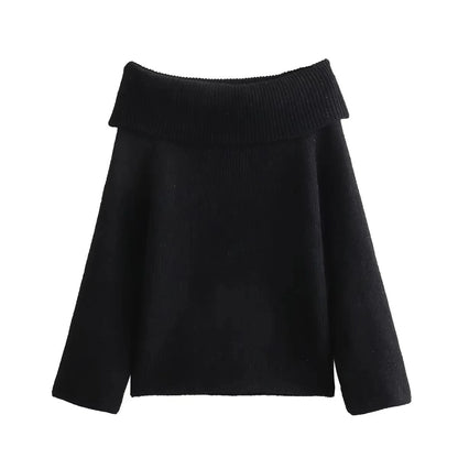 Off Shoulder strikket sweater til kvinder