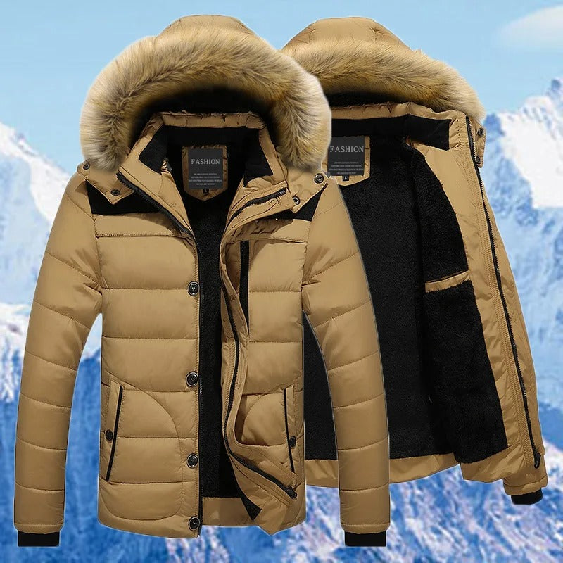 Herre fleece pelsdun bomuldsparka