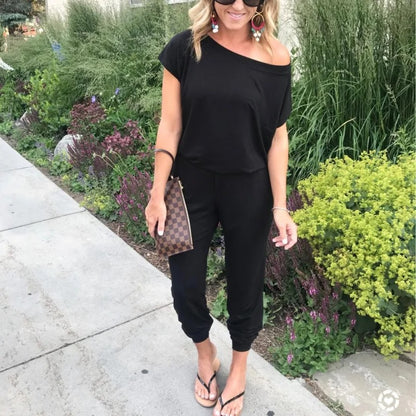 Løs off shoulder-jumpsuit til kvinder