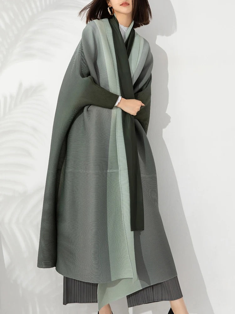 Plisseret trenchcoat med gradient til kvinder