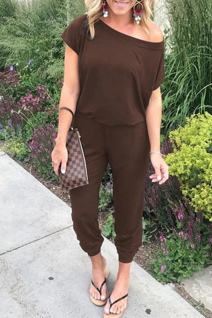 Løs off shoulder-jumpsuit til kvinder