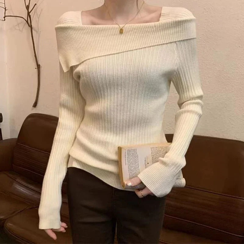 Off Shoulder striktrøje til kvinder