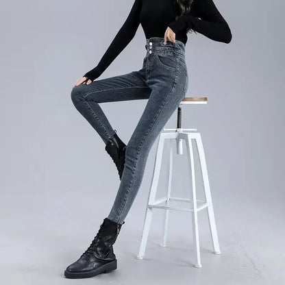 Termiske skinny jeans med høj talje
