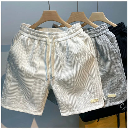 Mænds bølgemønster shorts med snoretræk