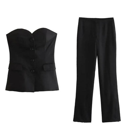 Off-Shoulder Tube Top & Trousers Set til kvinder