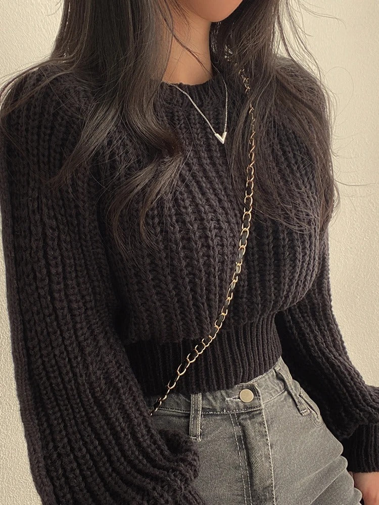 Løs strikket sweater til kvinder