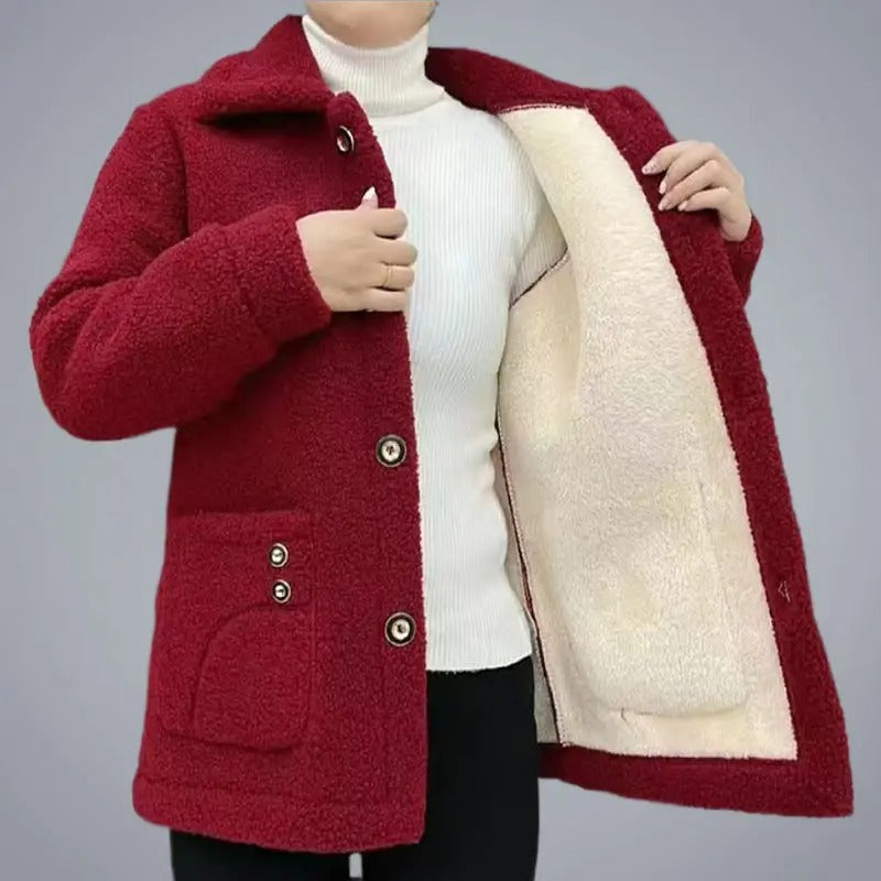 Vinterfrakke i tyk fleece til kvinder