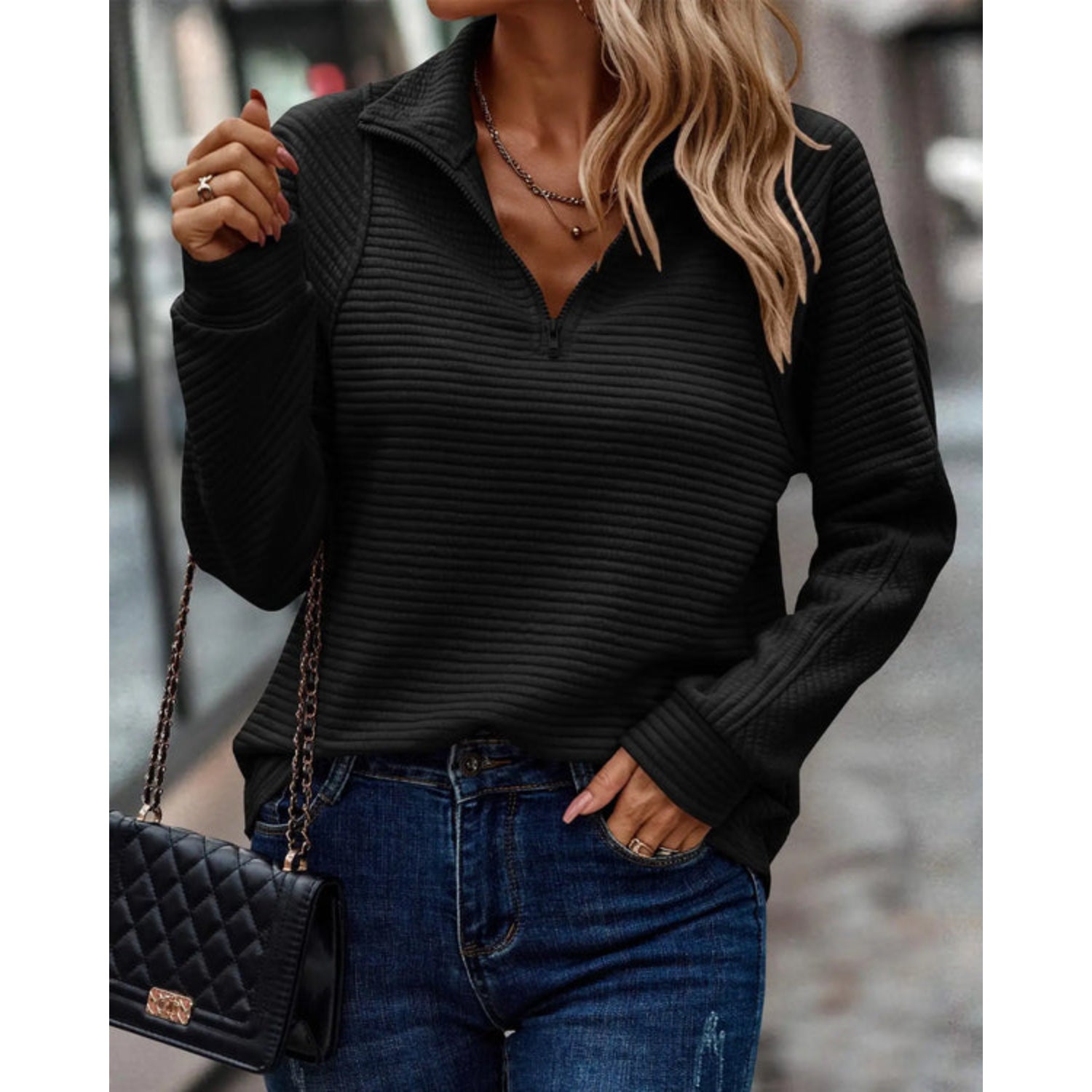 Variant image for Kvinders V-hals Sweater i Blød Bomulds- og Silke Blanding-21