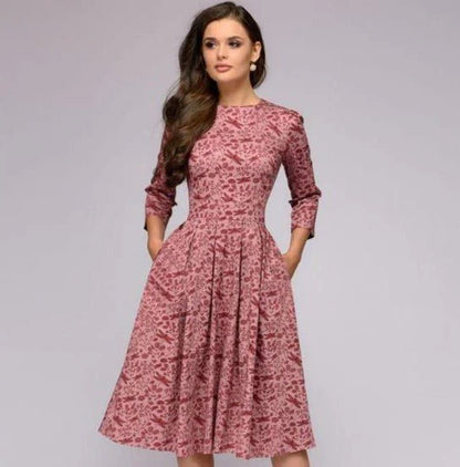 Dame Midi Kjole Elegant Design Polyester til Fest og Sommer-3