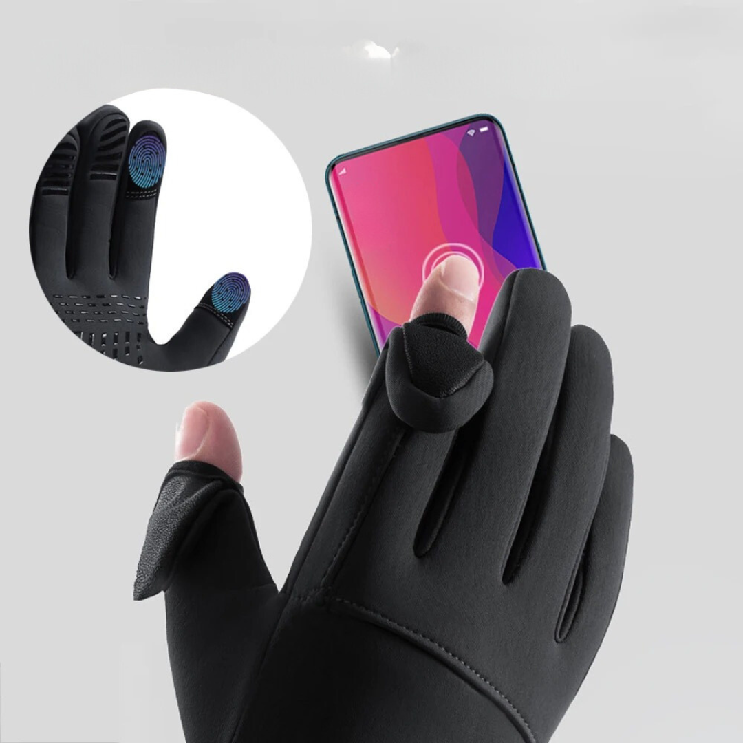 Vandtætte touch screen-handsker med lomme