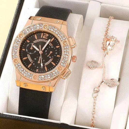 Luksus rhinestone ur (2 stk sæt)