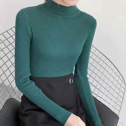 Strikket pullover med mock neck til kvinder