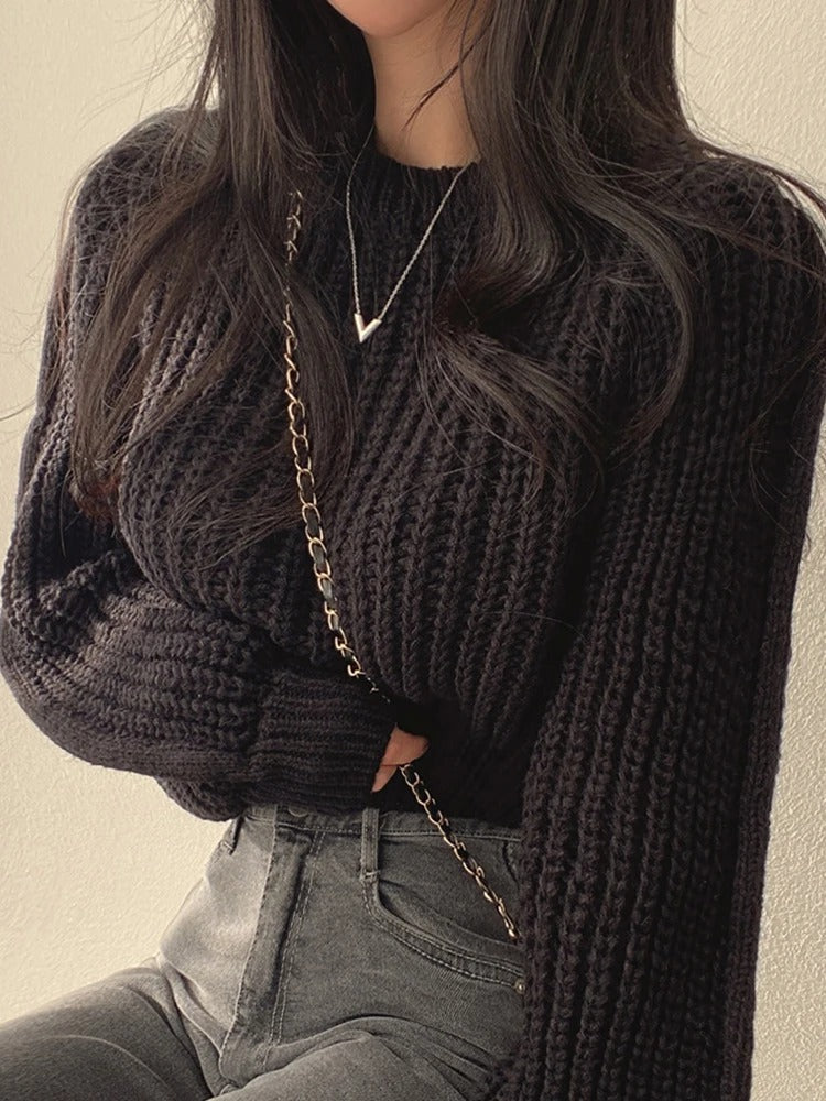Løs strikket sweater til kvinder