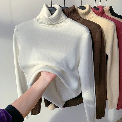 Rullekrave-sweater med fløjlsforing til kvinder
