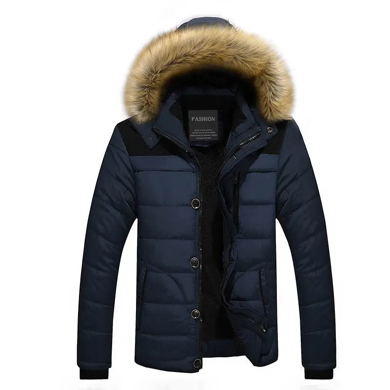 Herre fleece pelsdun bomuldsparka