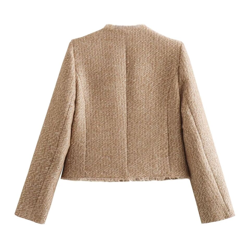 Cropped jakke i tweed til kvinder
