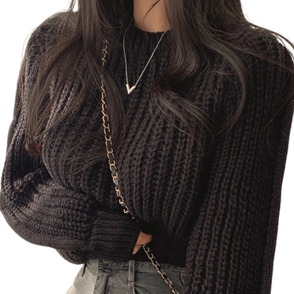 Løs vintage-strikket sweater til kvinder
