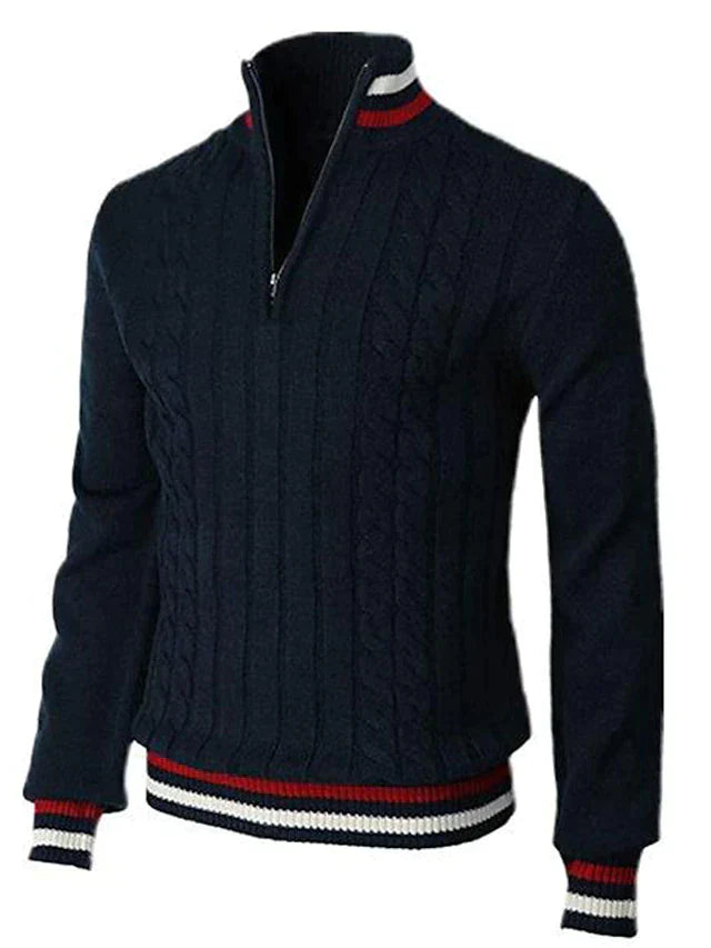 Variant image for Herre Striktrøje Zipper Blødt 100% Bomuld Italiensk Design-26